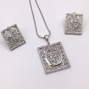 Italian 925 Silver Necklace and Earrings